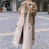 GIGIYW moodne trentšmantel naiste keskmise pikkusega sügisene tippklassi värviline õmblemine põlvedeni, talv 2022 uus