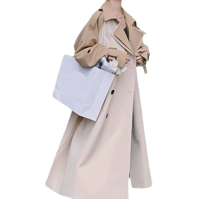 GIGIYW moodne trentšmantel naiste keskmise pikkusega sügisene tippklassi värviline õmblemine põlvedeni, talv 2022 uus