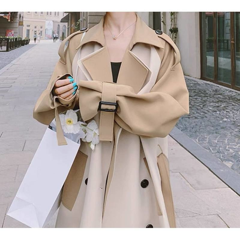 GIGIYW moodne trentšmantel naiste keskmise pikkusega sügisene tippklassi värviline õmblemine põlvedeni, talv 2022 uus