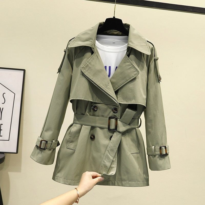 2020. gada jauns rudens mētelis sieviešu modes divrindu vējjaka, sieviešu haki krāsas plāns jostas virsjaka, apmetnis Mujer virsdrēbes P948