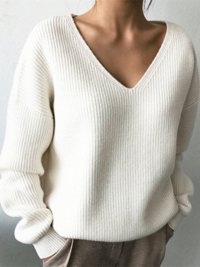 Colorfaith 2022 Γυναικεία πλεκτά χειμερινής άνοιξης Σέξι μινιμαλιστικές μπλούζες με λαιμόκοψη Κορεατικά ακανόνιστα πλεκτά πουλόβερ SW8112