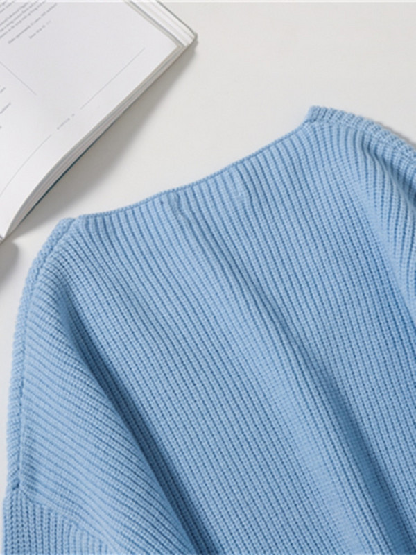 Colorfaith 2022 Γυναικεία πλεκτά χειμερινής άνοιξης Σέξι μινιμαλιστικές μπλούζες με λαιμόκοψη Κορεατικά ακανόνιστα πλεκτά πουλόβερ SW8112