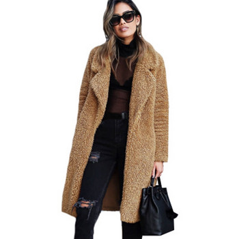 Παλτό χειμερινής μόδας 2020, μεσαίου μήκους μέχρι το γόνατο, μονόχρωμο γυναικείο βελούδινο παλτό Casual Loose Plus, χοντρό ζεστό βελούδινο παλτό