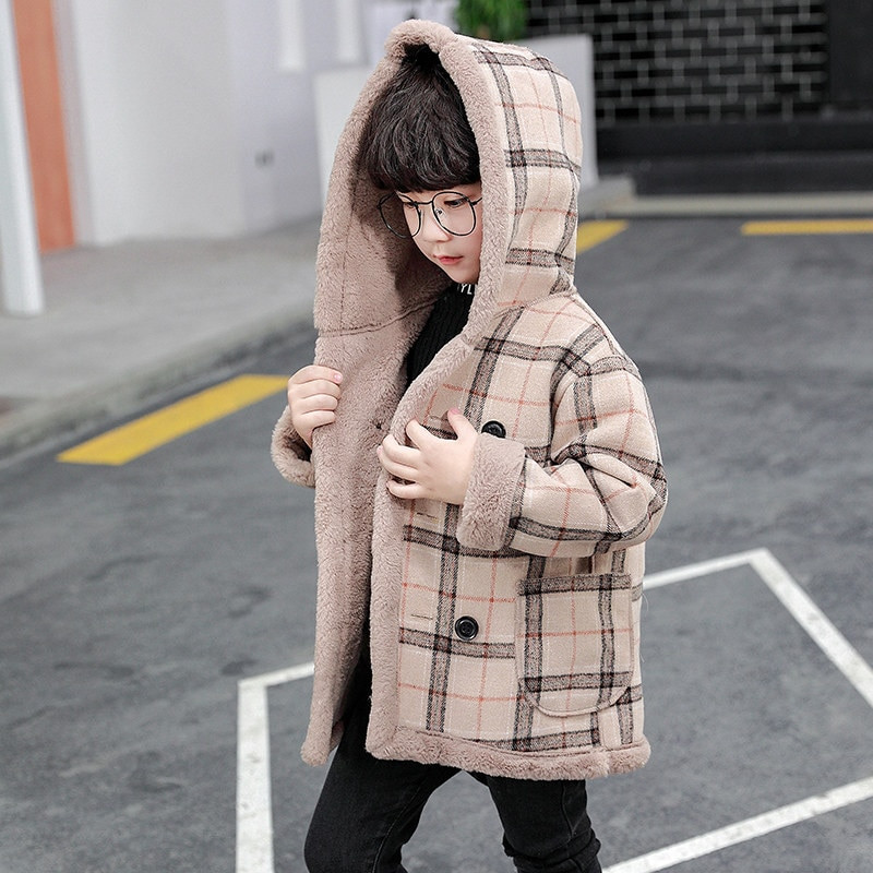 Παιδικό Ζεστό Μάλλινο Παλτό με Κουκούλα για Αγόρια Υψηλής Ποιότητας Παιδικά Αγόρια Χοντρά Χειμερινά Ρούχα Εξωτερικά για Ηλικίες 2-13 ετών