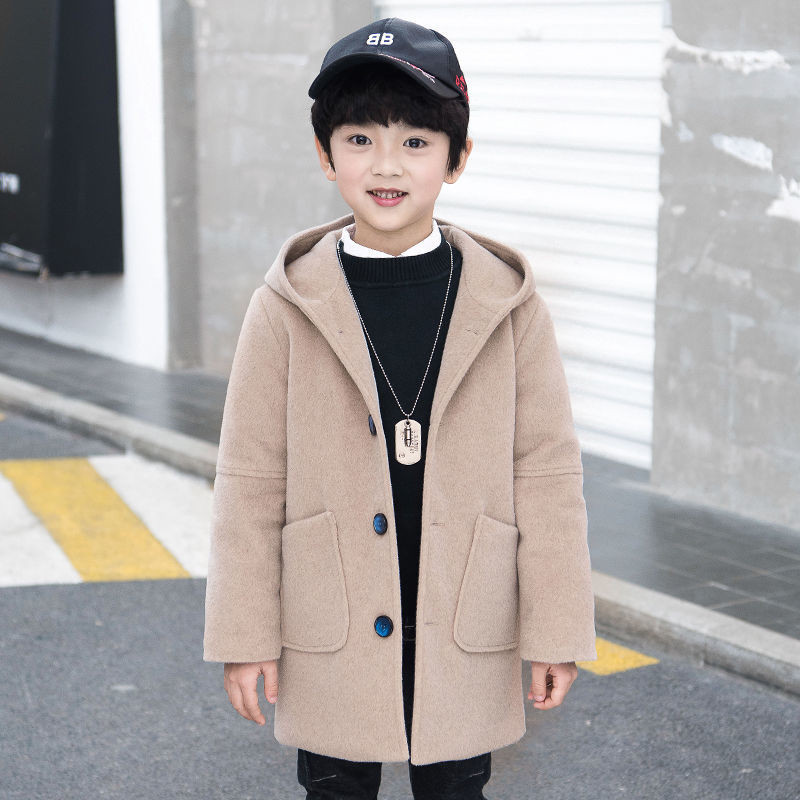 Ανοιξιάτικο & Φθινοπωρινό μάλλινο μπουφάν για αγόρι Νέα 2022 Κορεατική Έκδοση Μόδα Παλτό Μονόστομο με κουκούλα casual παιδικά ρούχα