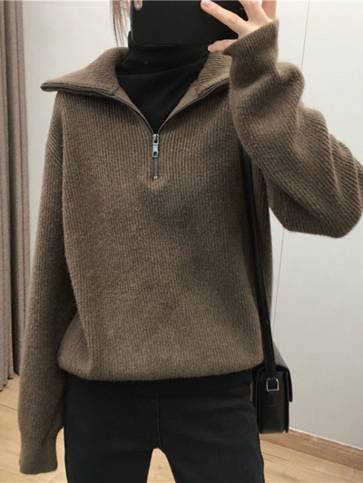 Sieviešu džemperi, 2022. gada rudens ziemas augšdaļa ar garām piedurknēm, brīvi adīti bruņurupuču kakla rāvējslēdzēji, vienkrāsains džemperis sieviešu lielizmēra džemperis