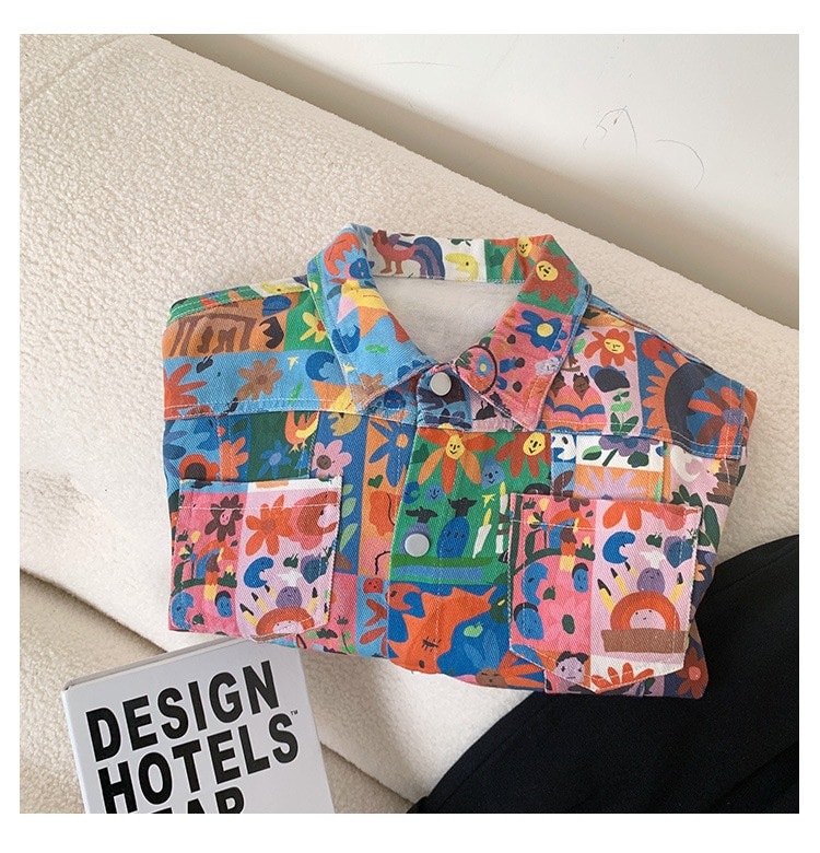 Zēnu jaka Grafiti mētelis Streetwear Stand Collar 2022 Jauna jaka Bērnu jakas zēniem