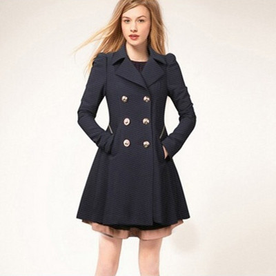 Дамски моден зимен тренчкот за 2020 г., двуредно дамско палто със средна дължина, голям размер и дълги ръкави, едноцветно тънко дамско палто