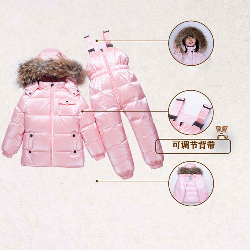 JAUNA silta dūnu jaka meitenēm drēbju mētelis 2-8 g Bērnu apģērbi zēnu virsdrēbes sniega tērps bērnu ziemas parka īstas kažokādas kombinezons