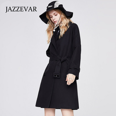 JAZZEVAR 2021 Autumn New Style Windbreaker Γυναικεία μανίκια μακρύ casual μπουφάν με διπλό στήθος