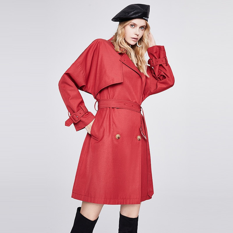 JAZZEVAR 2021 Autumn New Style Windbreaker Γυναικεία μανίκια μακρύ casual μπουφάν με διπλό στήθος