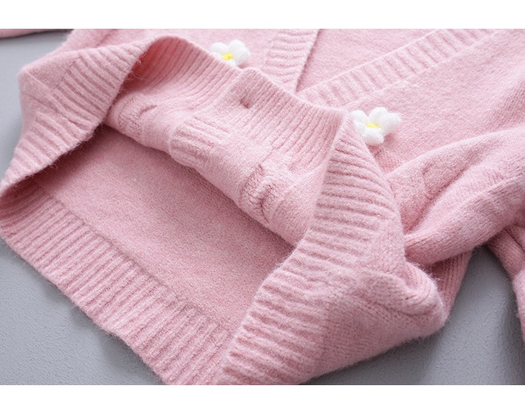 Elliexi džemperis sievietēm, jaciņš, rozā, salds ielas apģērbs, sieviešu modes mīksts džemperis ar pilnām piedurknēm, ziediem, maza margrietiņa V veida kakla izgriezums