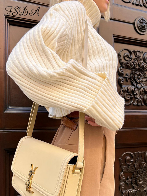 Πλεκτό πουλόβερ με μακρυμάνικο ζιβάγκο FSDA Πλεκτό Φθινοπωρινό Μπλε Χειμώνα Casual Cropped Πουλόβερ Σέξι Χαλαρά μπλουζάκια 2022