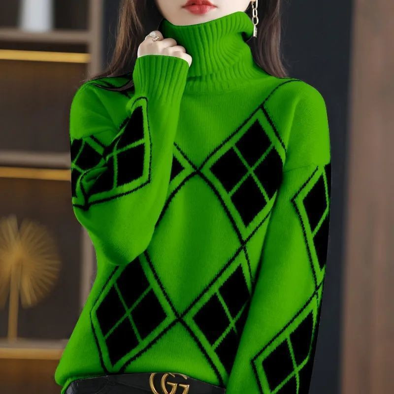 Korejski modni pleteni spojeni široki ženski džemper s dolčevitom, jesen, zima, ležerni pulover, majice, sveobuhvatne veste za putovanje na posao