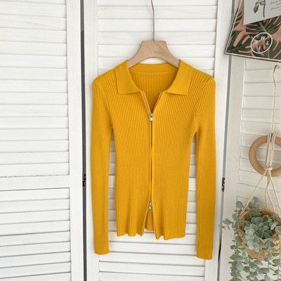 SINGREINY Φθινοπωρινό πλεκτό πουλόβερ με φερμουάρ Γυναικείο πουλόβερ με γιακά με μακρυμάνικο ελαστικό πλεκτό μπλουζάκι Winter fashion Basic πουλόβερ