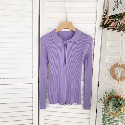 SINGREINY Φθινοπωρινό πλεκτό πουλόβερ με φερμουάρ Γυναικείο πουλόβερ με γιακά με μακρυμάνικο ελαστικό πλεκτό μπλουζάκι Winter fashion Basic πουλόβερ