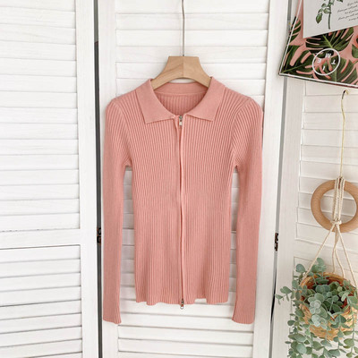 SINGREINY Φθινοπωρινό πλεκτό πουλόβερ με φερμουάρ Γυναικείο πουλόβερ με γιακά με μακρυμάνικο ελαστικό πλεκτό μπλουζάκι Winter fashion Basic πουλόβερ