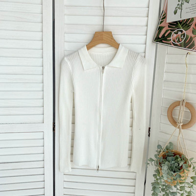 SINGREINY Φθινοπωρινό πλεκτό πουλόβερ με φερμουάρ Γυναικείο πουλόβερ με γιακά με μακρυμάνικο ελαστικό πλεκτό μπλουζάκι Winter fashion Basic πουλόβερ