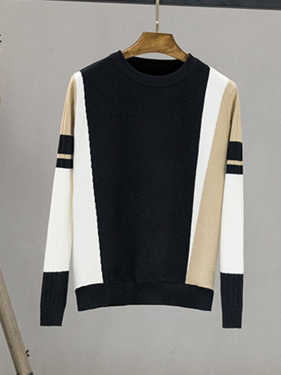 Dámsky sveter TIGENA s kontrastnou farbou, jeseň/zima 2022, dlhý rukáv, pletený sveter, dámsky čierno-ružový pletený sveter