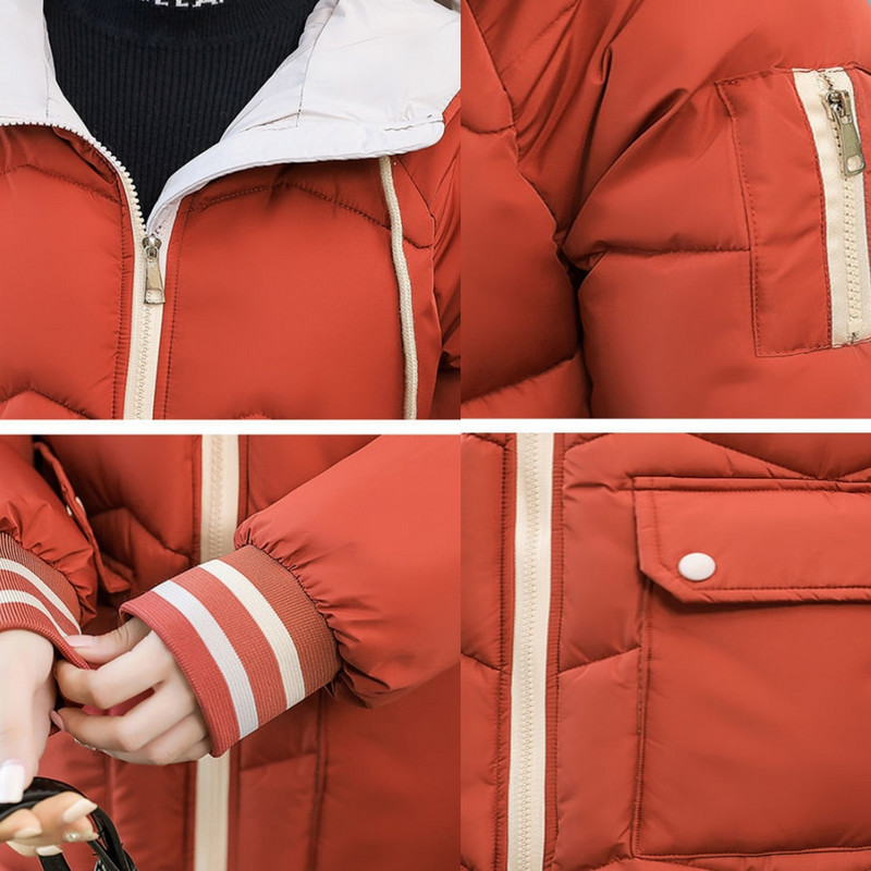 Brīvs kokvilnas odere ar kapuci vidēja garuma sieviešu mētelis ziemas silts biezs mētelis lielizmēra 3XL Parkas ziemas valkāšanas jaka 2022