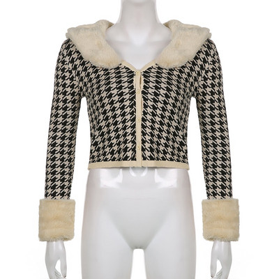 Y2KGIRL Modni ženski kardigan veste Bijeli krzneni ovratnik Ležerna ulična odjeća Pletena odjeća Crop Tops Proljeće Zima Gornja odjeća Vruće