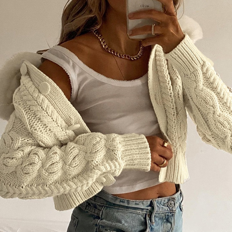 Y2KGIRL Modni ženski kardigan veste Bijeli krzneni ovratnik Ležerna ulična odjeća Pletena odjeća Crop Tops Proljeće Zima Gornja odjeća Vruće