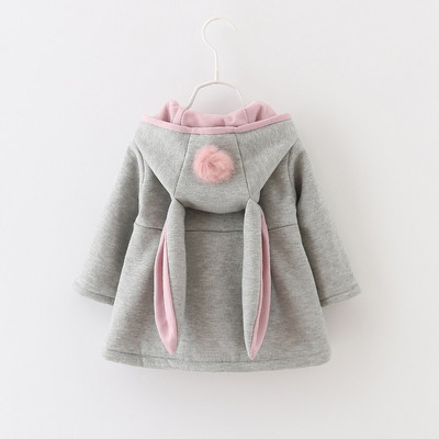 Bērni Rudens Ziemas multene Trusis Ausis Garās Piedurknes Apģērbs Meitenes Ikdienas Jakas Bērnu Veste Hoodie Mētelis Silti Virsdrēbes