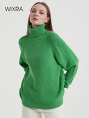 Wixra sieviešu pamata džemperis ar bruņurupuču apkakli, silts, biezs, brīvs džemperis, spilgtas krāsas džemperis, ikdienišķi topi, 2021. gada rudens ziema