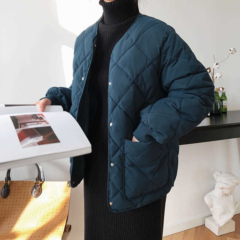 Ikdienas sieviešu mētelis Sieviešu kokvilnas odere stepēta jaka ar kokvilnas oderi ziemas mētelis virsdrēbes 2021. gada pavasaris, rudens ziema