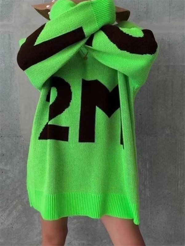 Sieviešu džemperi ar burtu apdruku Ikdienas džemperi ar garām piedurknēm O-veida kakla trikotāžas džemperi, 2022. gada rudens ziemas dāmu lielizmēra džemperi