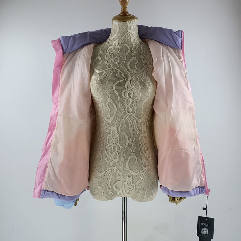 Ziemas bieza kontrasta sieviešu polsterēta dūnu jaka studentu ziemas mētelis sieviešu silta studentu jaka sievietēm