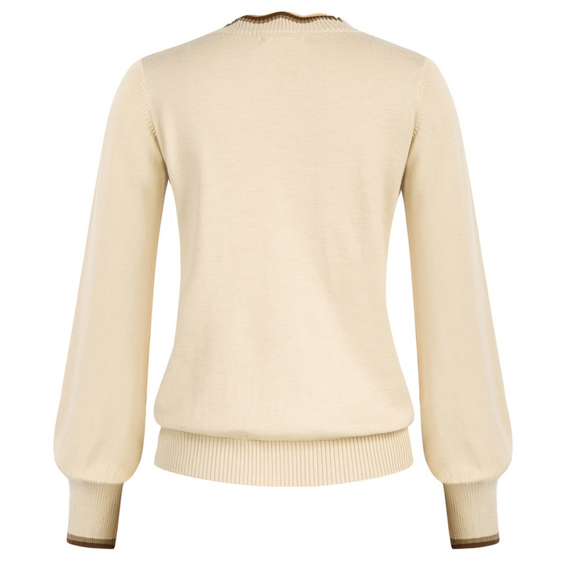 Ženski pleteni kardigan s dugmićima, kontrastne boje, dugi lanternasti rukavi, okrugli izrez, široki kroj, pulover, pletenina, gornja odjeća, kardigani A30