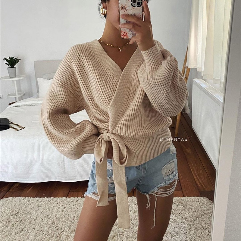 Modes sieviešu jaciņa džemperis ziemas silts trikotāžas tops ar garām piedurknēm ikdienišķs trikotāža Elegants sieviešu brīvs džemperis ielas apģērbs