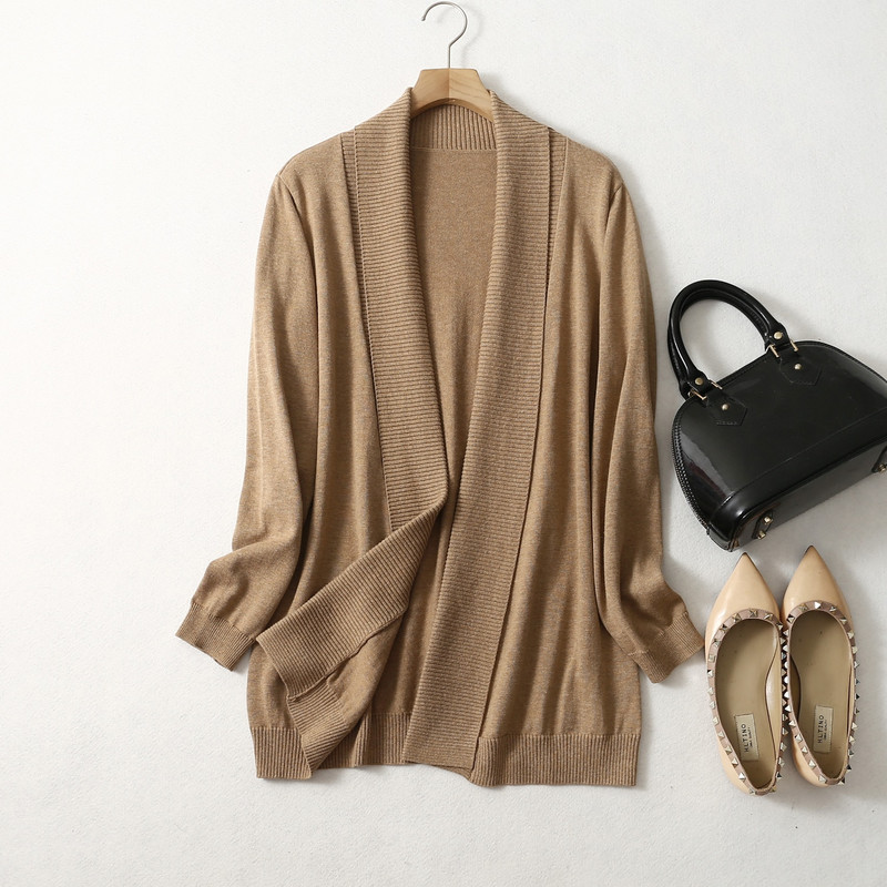 Sieviešu īstā zīdkoka zīda kašmira maisījuma krekls ar garām piedurknēm garām jaciņa džemperis LY016