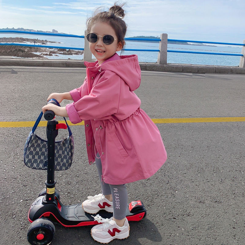 Jaunas meiteņu rudens drēbes Jauna bērnu korejiešu versija vējjakai, zīdaiņu ārzemju stila mētelis, svārki 2 4 6 8T, 2021