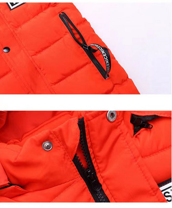 Νέο Big Boys Χειμερινό παλτό Παιδικό μπουφάν με κουκούλα με γούνα, βαμβακερή επένδυση, Παιδική φόρμα χιονιού 3 έως 15 ετών