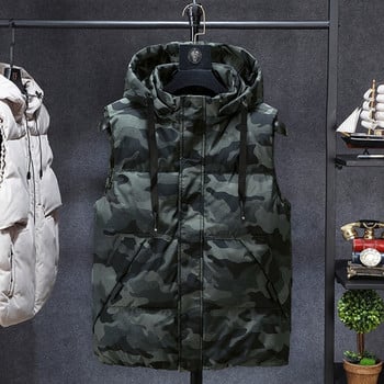 Ανδρικό γιλέκο Plus Size Winter Korean Camouflage Trend Casual Γιλέκο με κουκούλα Top Plus Loose 7XL 6XL