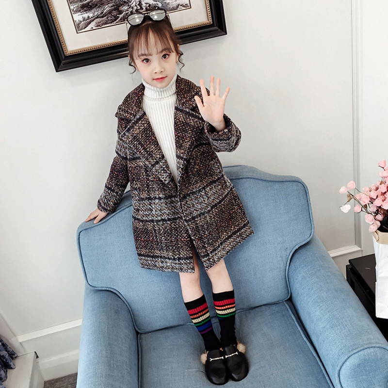 Meiteņu jaka Virsdrēbes Plaids Raksts Meiteņu Mēteļi Rudens Ziema Meiteņu Jakas Biezas Siltas Drēbes Meitene 6 8 10 12 14