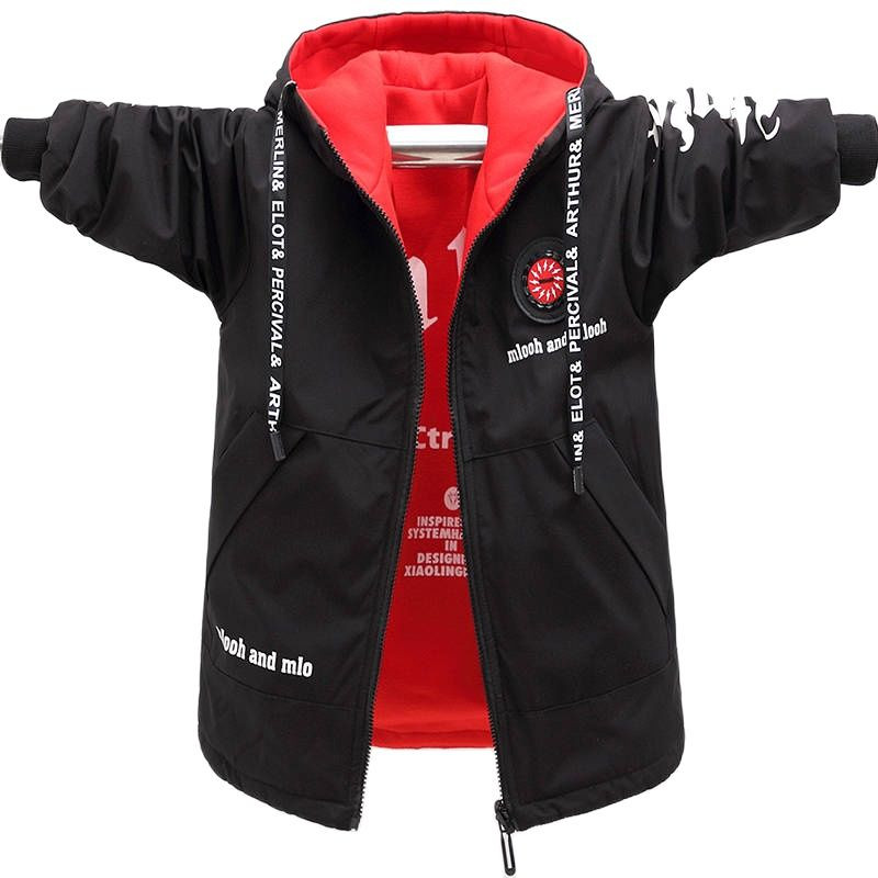 Ανοιξιάτικο και φθινόπωρο μπουφάν για αγόρι 2022 Κορεατική έκδοση παλτό διπλής όψης μεσαίου μήκους Casual Παιδικά ρούχα με κουκούλα