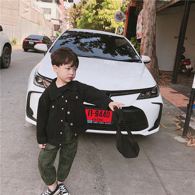 Toddler Zēni Meitenes Pavasara masīva džinsa kokvilnas jakas Jaunas 1-6 gadus Baby Bomb Vasaras Top jakas Rozā melna