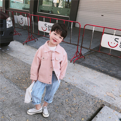 Toddler Zēni Meitenes Pavasara masīva džinsa kokvilnas jakas Jaunas 1-6 gadus Baby Bomb Vasaras Top jakas Rozā melna