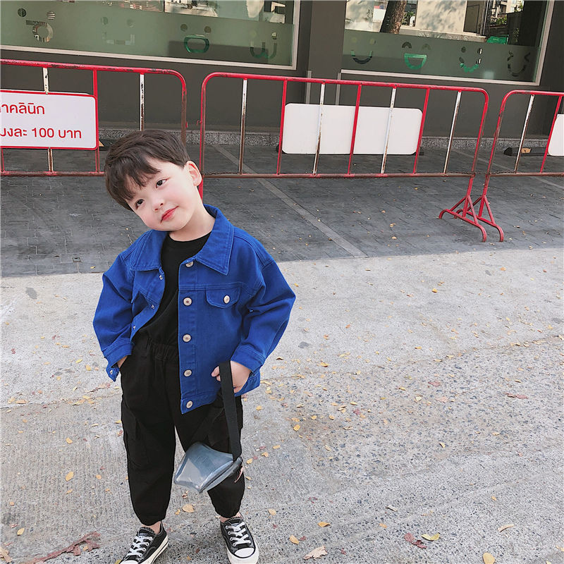 Toddler Zēni Meitenes Pavasara masīva džinsa kokvilnas jakas Jaunas 1-6 gadus Baby Bomb Vasaras Top jakas Rozā melna