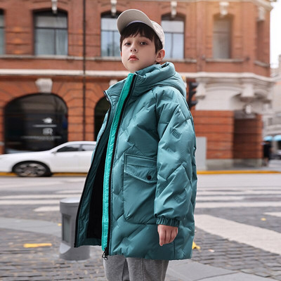 Χειμερινό παλτό 2022 για αγόρια με κουκούλα, αντιανεμικό παλτό με πούπουλα πάπιας Casual μακρύ ζεστό παχύ παλτό για εφήβους Μεσαία και μεγάλα παιδικά πουπουλένια μπουφάν