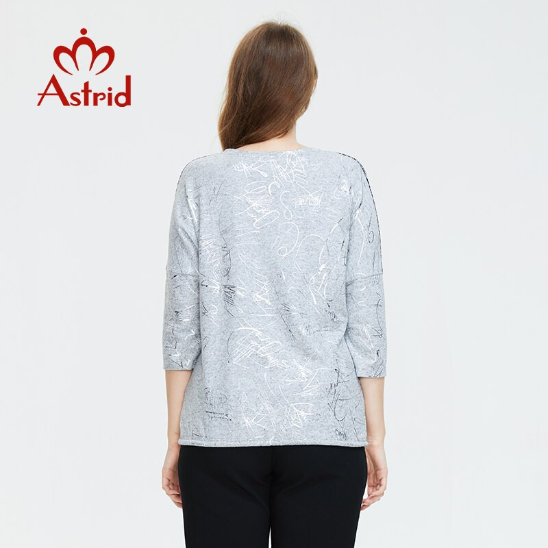 Astrid Sieviešu blūzes 2022 Top Sieviešu Lielizmēra Garām piedurknēm Vintage Fashion Leopard Print svītras pamata Apģērbs Sieviešu T-krekli