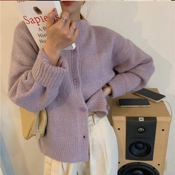 Κορεάτικο Sweet O-neck Preppy Style Cardigan πουλόβερ Φθινοπωρινό Χειμώνα Μονό στήθος μακρυμάνικο ζεστό πανωφόρι Vintage πλεκτό πουλόβερ