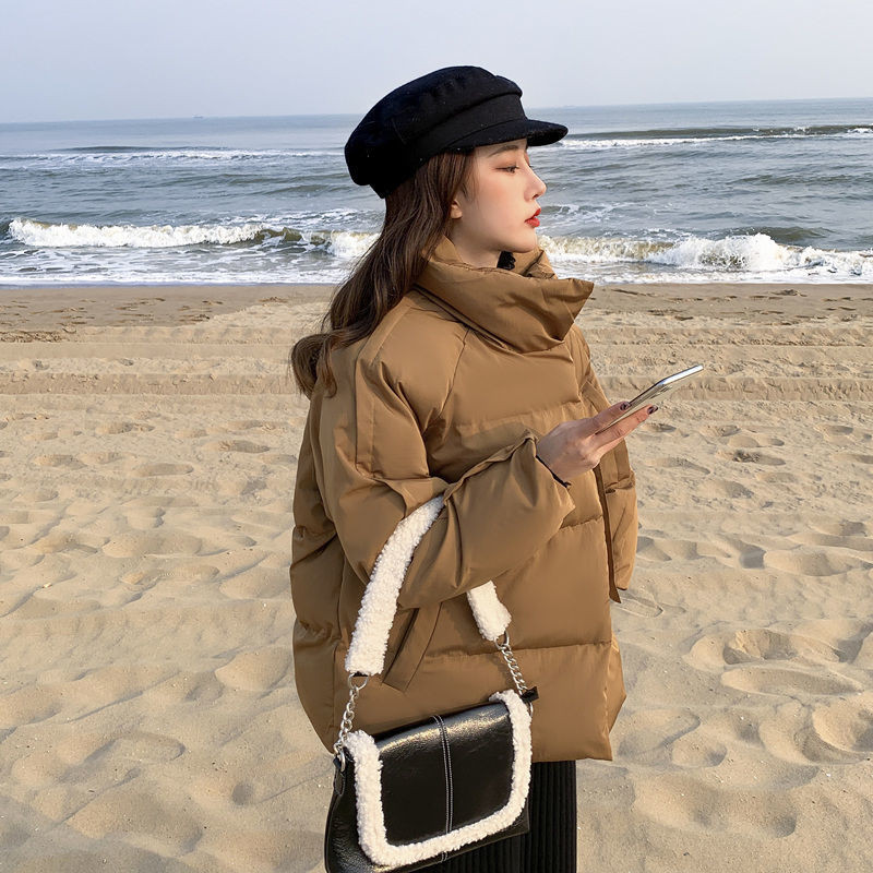 Ziemas dūnu jaka Sieviešu silts mētelis brīvs īss sieviešu jaka Kokvilnas bieza parka mēteļi Liela izmēra vienkrāsains ikdienas sieviešu virsdrēbes