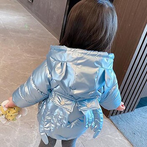Baby Girl Ziemas jaka Cute Unicorn Krāsaini Mēteļi Meitenēm Silti Ar kapuci Parka Snowsuit Vēja necaurlaidīgs Bērnu Virsdrēbes Apģērbs