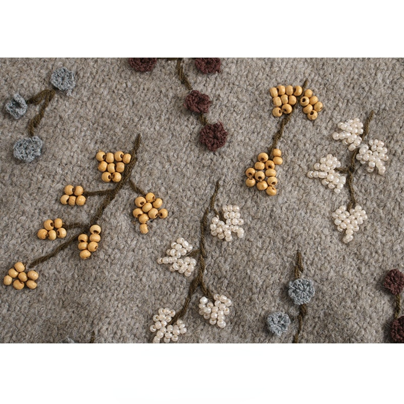 ROENICK sieviešu modes krelles izšuvumi džemperi Sieviešu laternas piedurknēm, trikotāžas, apgriezti topi Vintage eleganti džemperi