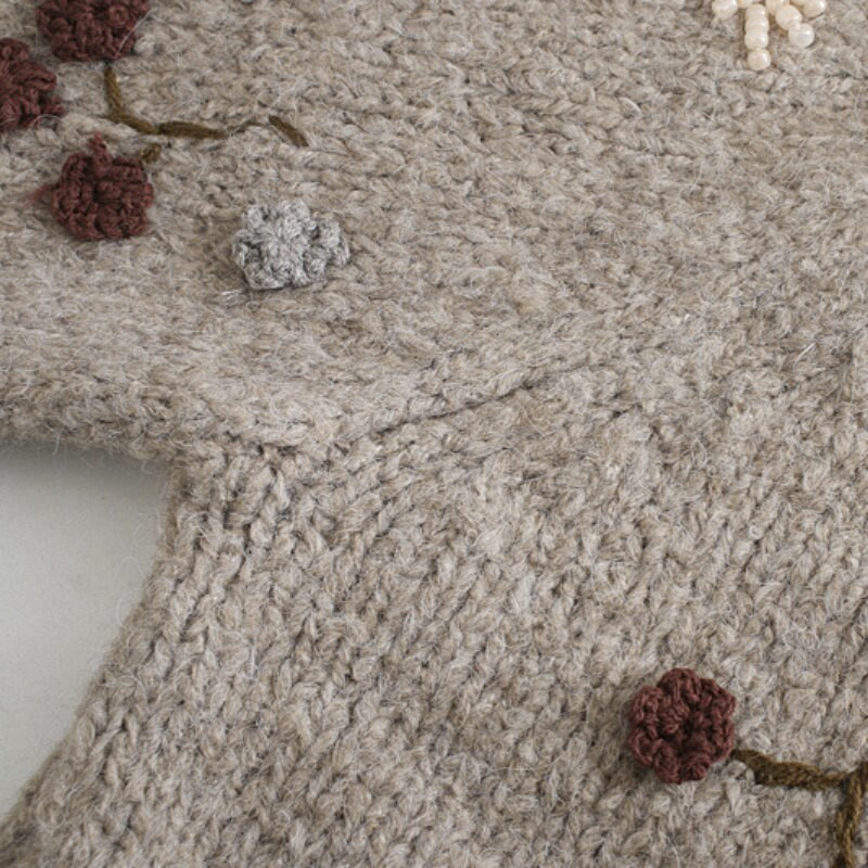 ROENICK sieviešu modes krelles izšuvumi džemperi Sieviešu laternas piedurknēm, trikotāžas, apgriezti topi Vintage eleganti džemperi