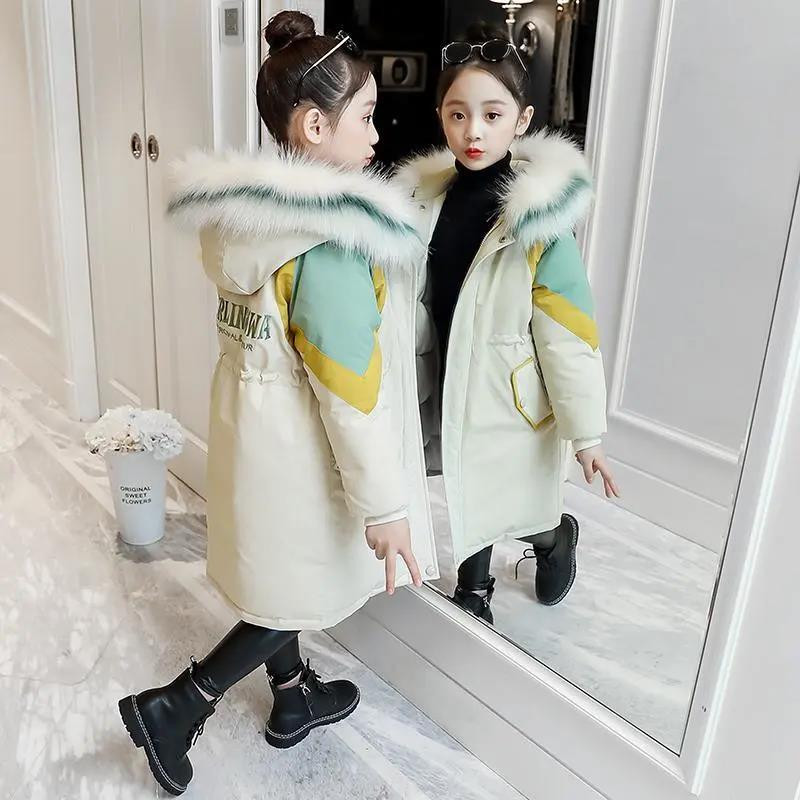 -30 Zimska dječja odjeća Punjačka pamučna jakna Teen Topli kaput od umjetnog krzna Gornja odjeća Odjeća Dječja parka Odjeća s kapuljačom za djevojčice 4-15 godina